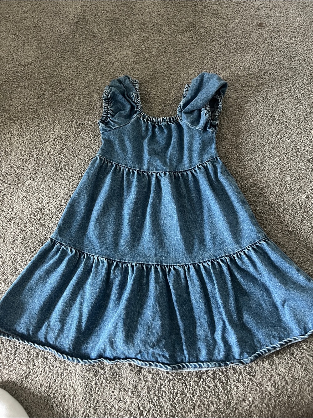Forever 21 Girls Denim Tiered Ruffle Strap Dress - Blue